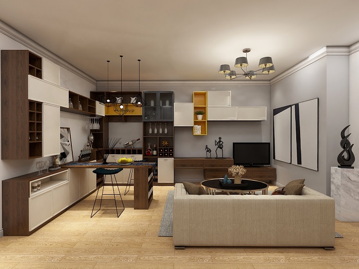简约客厅定制家具装修图片